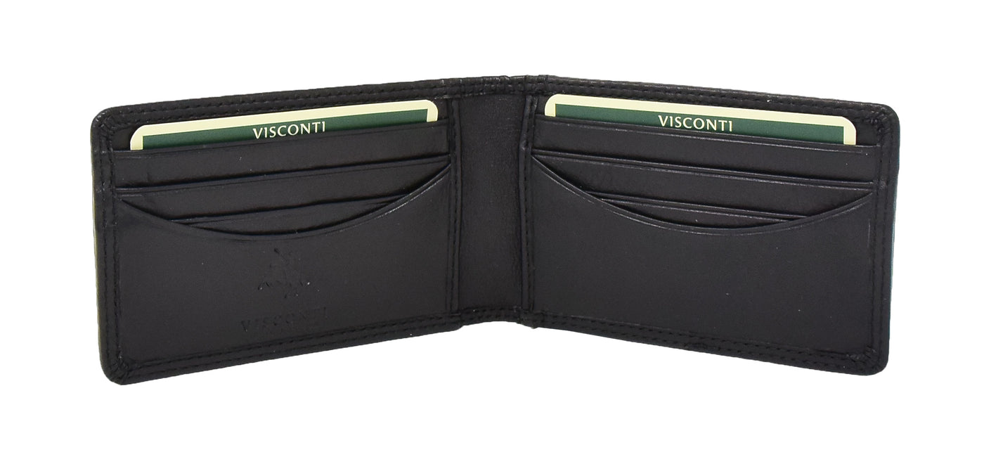 Slim Fold Leather Card Wallet Madrid Black