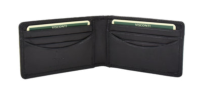Slim Fold Leather Card Wallet Madrid Black
