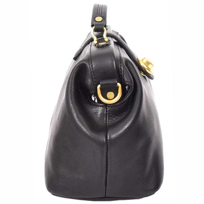 Women's Real Leather Bag Doctor Handbag HOL848 Black (Min Order From 10/Pcs)