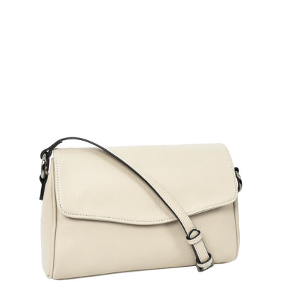 Womens Real Leather Cross Body Bag Small Organiser Classic Style Colette Beige (Min Order From 10Pcs)