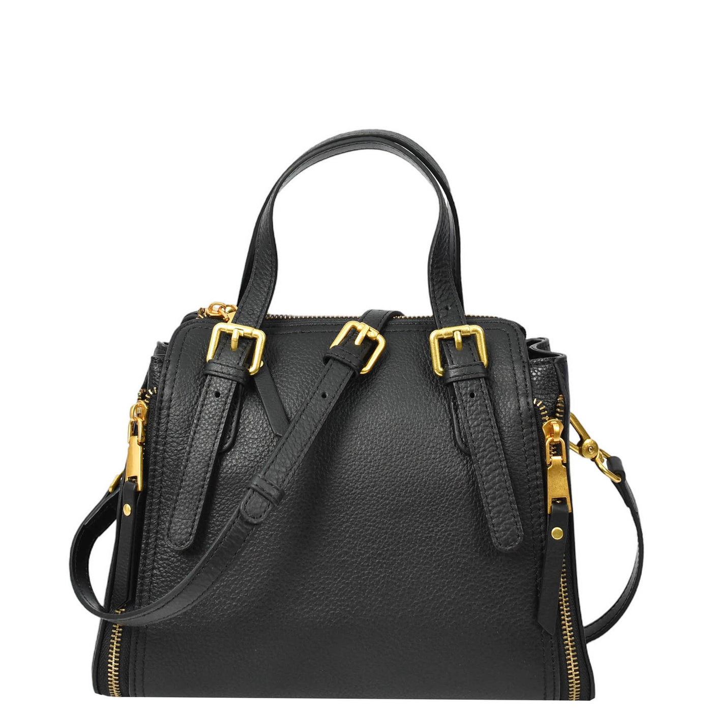 Womens Real Leather Handbag Small Size Top-Handle Style Juniper Black (Min Order From 10Pcs)