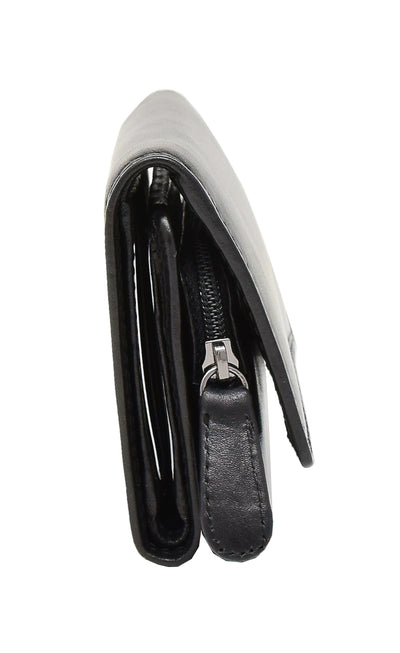 Womens Small Trifold Leather Purse Carmel Black (Min Order From 20Pcs)