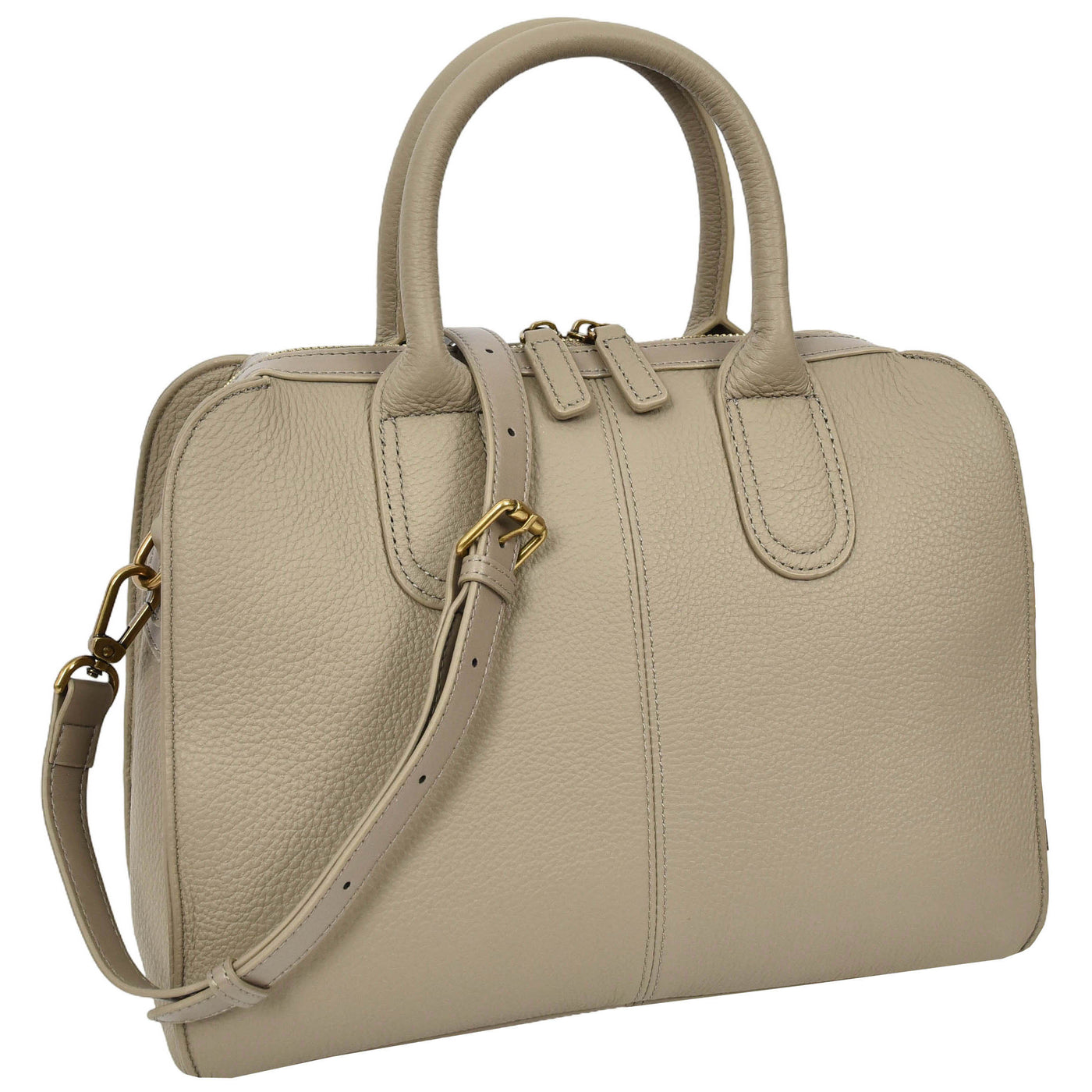 Women's Real Leather Handbag Classic Organiser Top-Handle Style Meadow Grey (Min Order From 10Pcs)