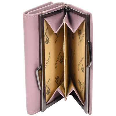 Women's Leather Trifold Metal Frame Purse Small Ravenna  (Min Order From 20Pcs)