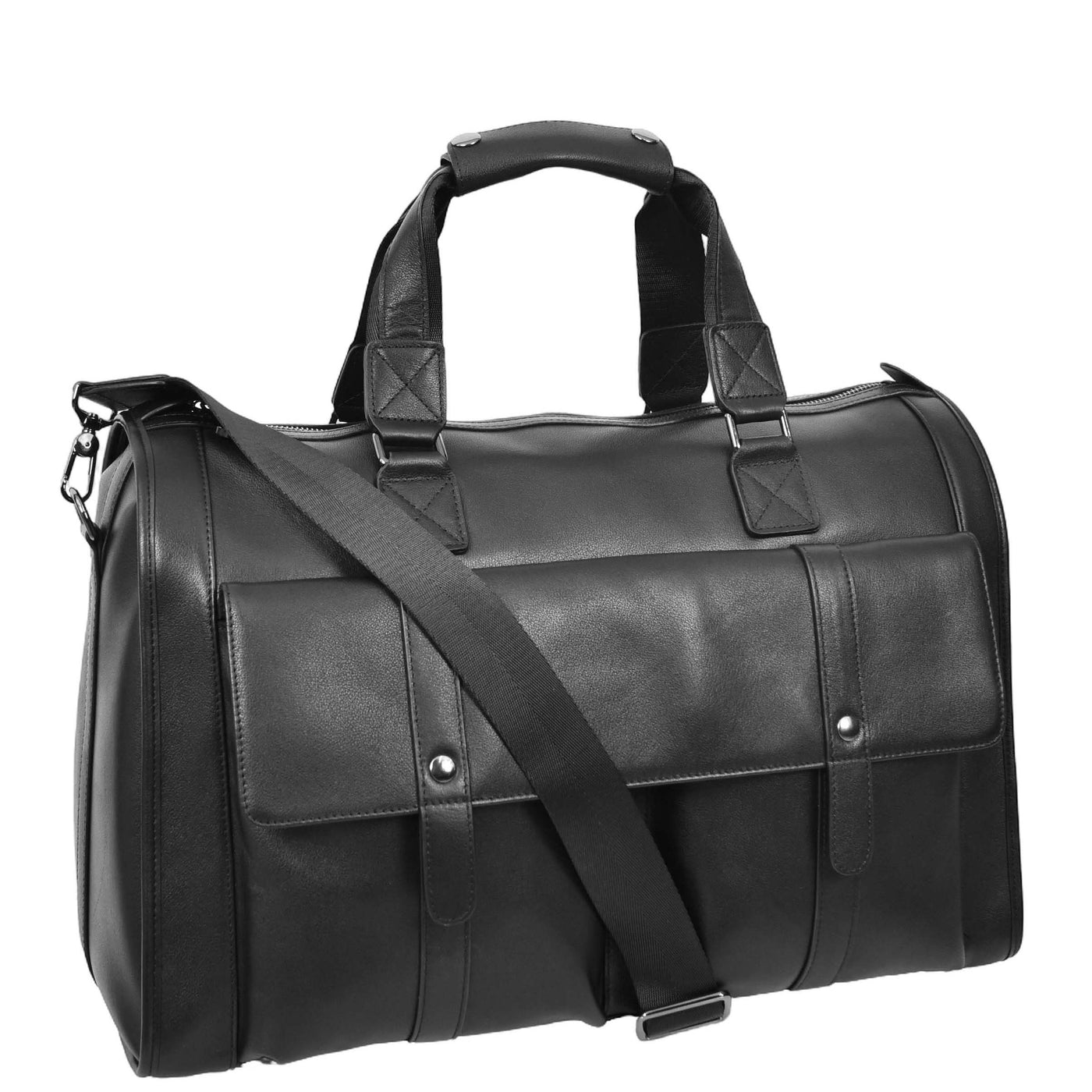 Leather Holdall Large Size Weekend Bag Wellington Black (Min Order From 10Pcs)