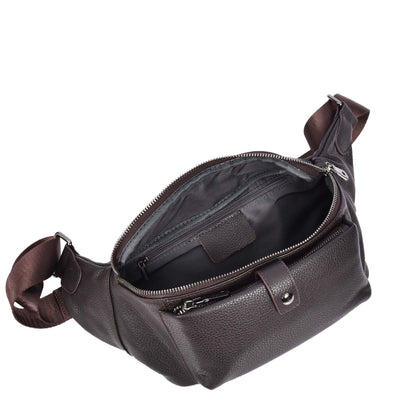 Real Leather Bum Bag Milan Brown (Min Order From 10Pcs)
