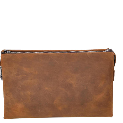 Real Leather Lockable Wrist Bag Thames Tan ( Min Order From 10/Pcs )