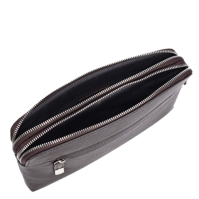 Real Leather Pouch Wrist Bag Stirling Brown ( Min Order From 10/Pcs