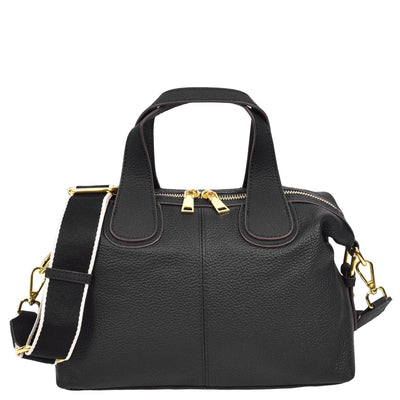 Women's Real Leather Handbag Small Cross Body Shoulder Bag Dahlia Black ( Min Order From 10/Pcs )