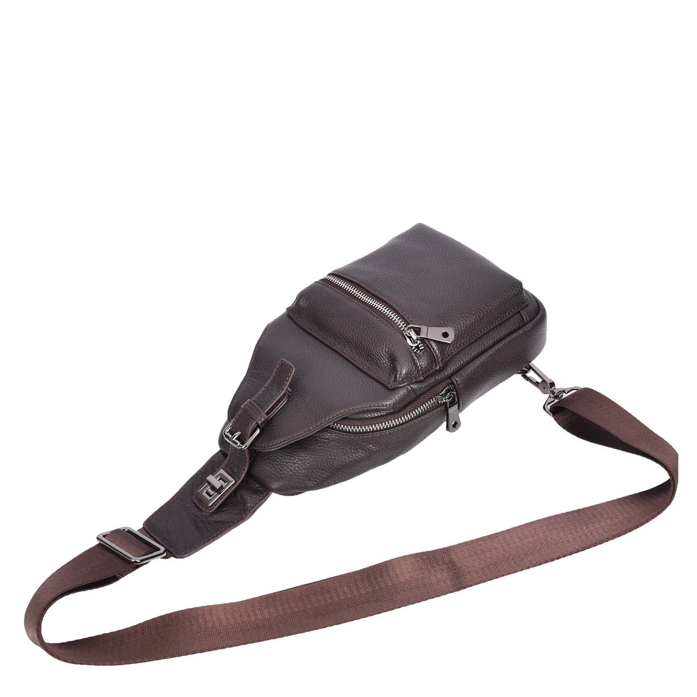 Real Leather Cross Body Chest Bag Phoenix Rusty Brown (Min Order From 10Pcs)