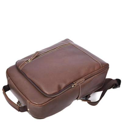 Mens Real Leather Backpack Large Size Laptop Travel Rucksack Cliff BROWN HUNTER ( Min Order From 10/Pcs )