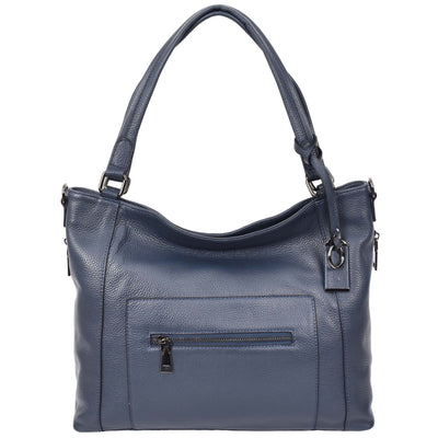 Women's Leather Tote Shoulder Handbag Evelyn Blue  ( Min Order From 10/Pcs )