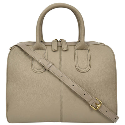 Women's Real Leather Handbag Classic Organiser Top-Handle Style Meadow Grey (Min Order From 10Pcs)