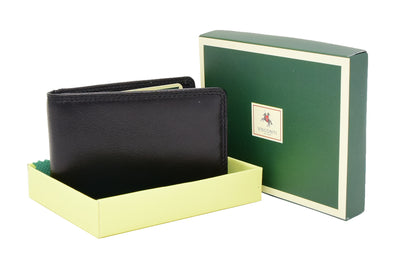 Slim Fold Leather Card Wallet Madrid Black