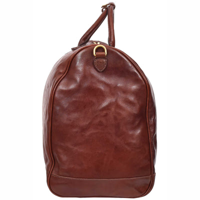 Travel Duffle Bag Genuine Vegetable Leather Large Holdall HOL712 Brown (Min Order From 10Pcs)
