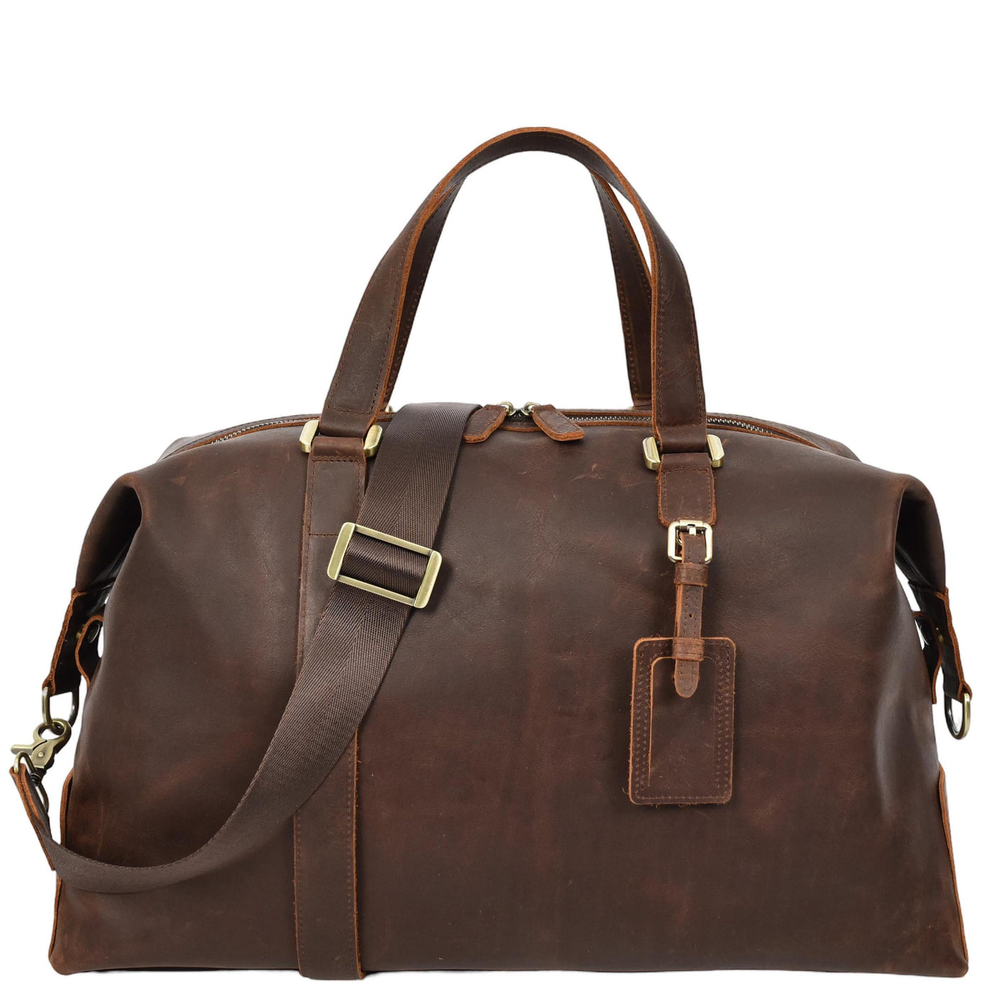 Leather Holdall Weekend Bag Aspen Brown ( Min Order From 10/Pcs )