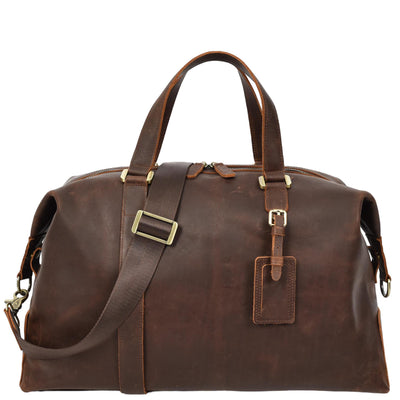 Leather Holdall Weekend Bag Aspen Brown ( Min Order From 10/Pcs )