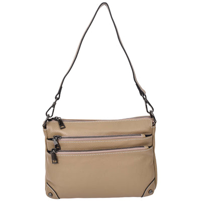 Women's Leather 2-in-1 Cross Body Shoulder Bag Olivia Beige  ( Min Order From 10/Pcs )