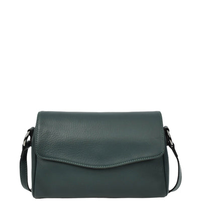 Womens Real Leather Cross Body Bag Small Organiser Classic Style Colette Green (Min Order From 10Pcs)
