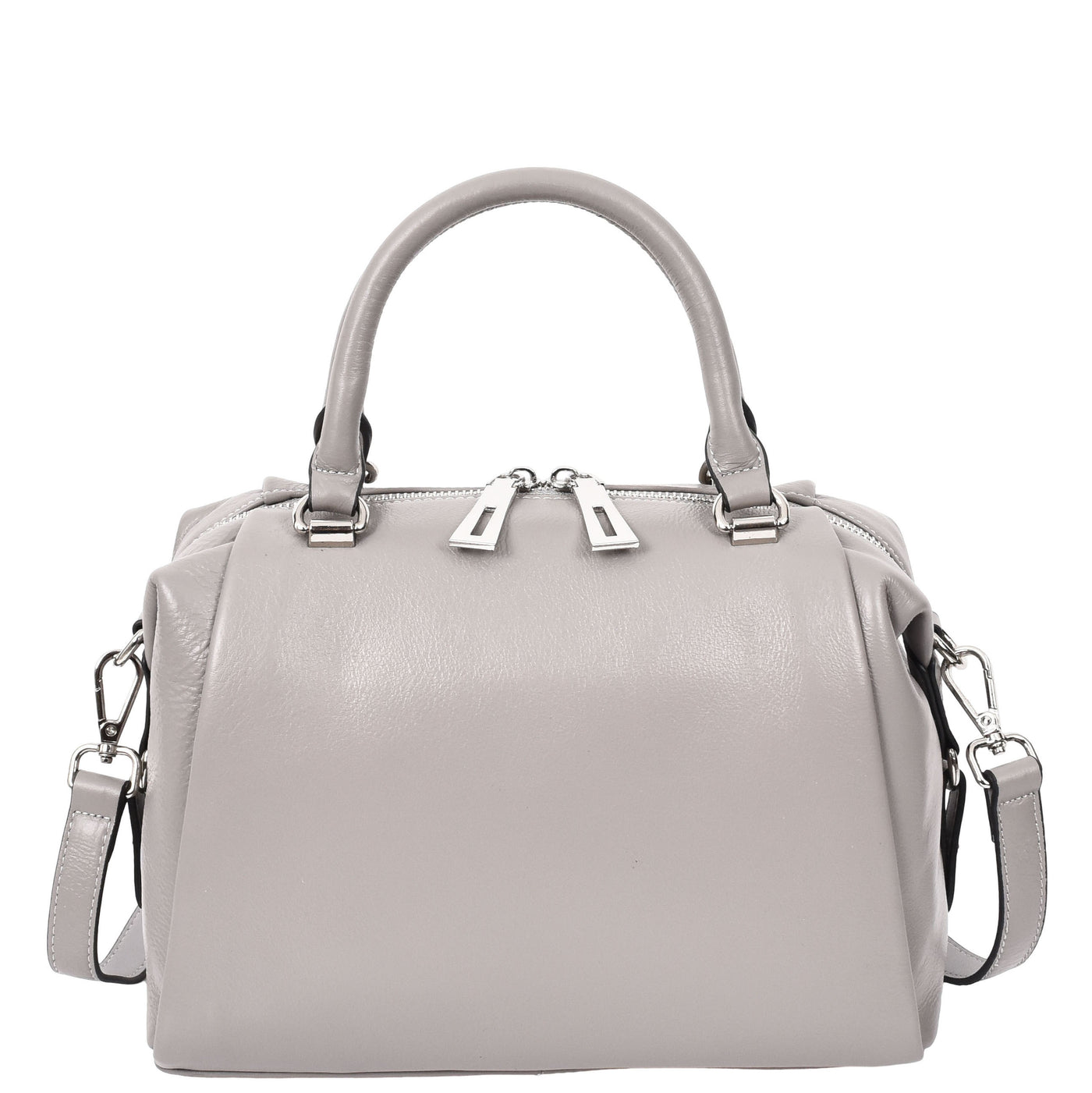 Women's Leather Small Barrel Shape Handbag Luna Gray ( Min Order From 10/Pcs )