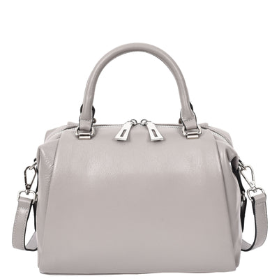 Women's Leather Small Barrel Shape Handbag Luna Gray ( Min Order From 10/Pcs )