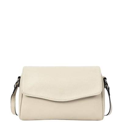 Womens Real Leather Cross Body Bag Small Organiser Classic Style Colette Beige (Min Order From 10Pcs)