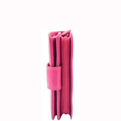 Women's Purse Real Soft Premium Leather Bi Fold HOL1132 Pink  (Min Order From 20Pcs)
