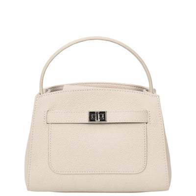 Women's Leather Top Handle Small Bag Lydia Off White    ( Min Order From 10/Pcs )