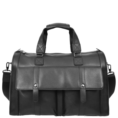 Leather Holdall Large Size Weekend Bag Wellington Black (Min Order From 10Pcs)