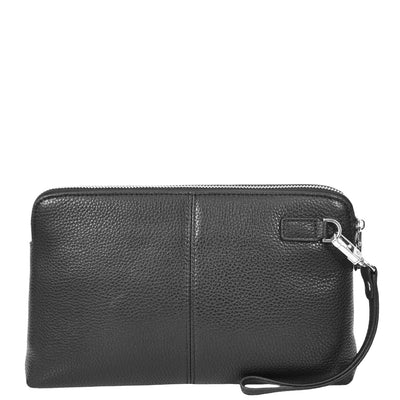 Real Leather Pouch Wrist Bag Stirling Black ( Min Order From 10/Pcs