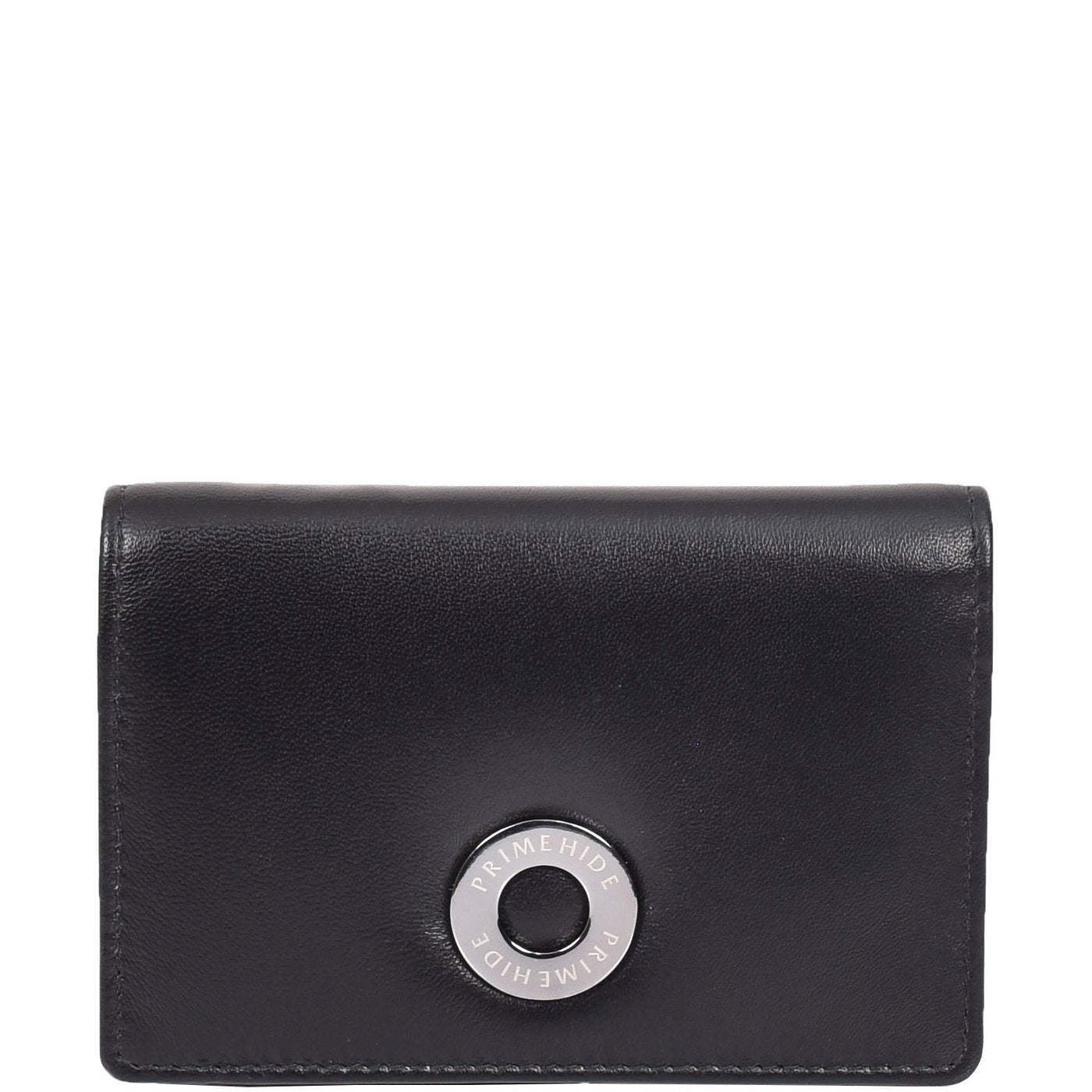 Womens Leather Trifold Metal Frame Purse Small Ravenna Black (Min Order From 20Pcs)