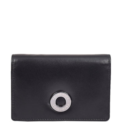 Womens Leather Trifold Metal Frame Purse Small Ravenna Black (Min Order From 20Pcs)
