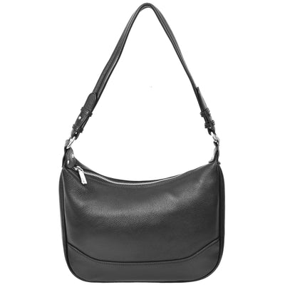 Women's Leather Hobo Style Shoulder Bag Daphne Black ( Min Order From 10/Pcs )