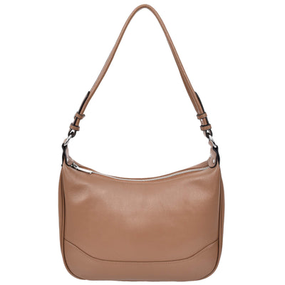 Women's Leather Hobo Style Shoulder Bag Daphne Brown ( Min Order From 10/Pcs )