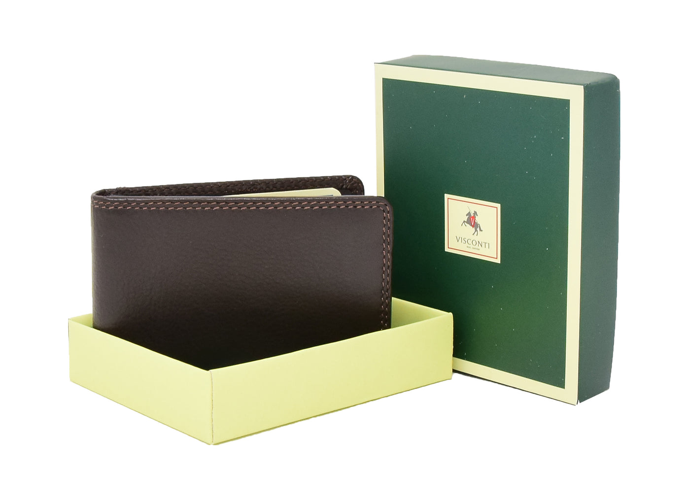 Slim Fold Leather Card Wallet Madrid Brown ( Min Order From 20/Pcs )
