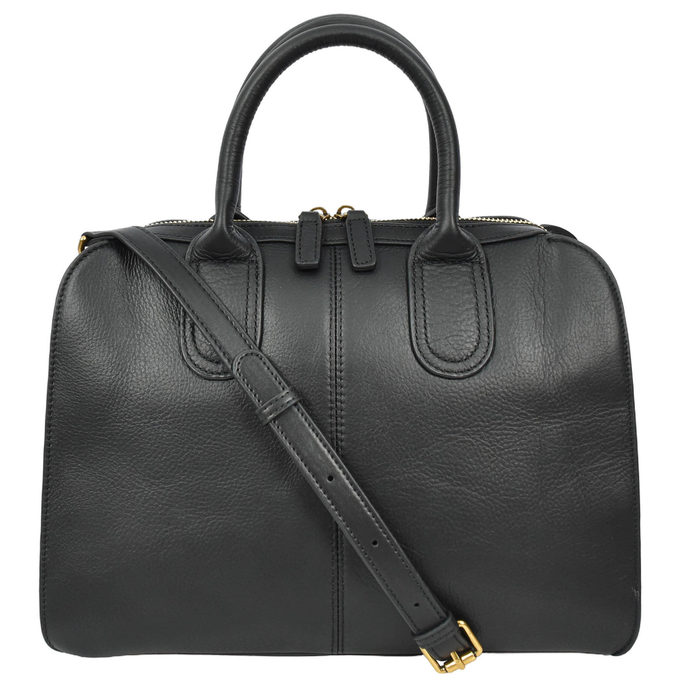 Women's Real Leather Handbag Classic Organiser Top-Handle Style Meadow Black (Min Order From 10Pcs)