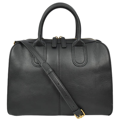 Women's Real Leather Handbag Classic Organiser Top-Handle Style Meadow Black (Min Order From 10Pcs)