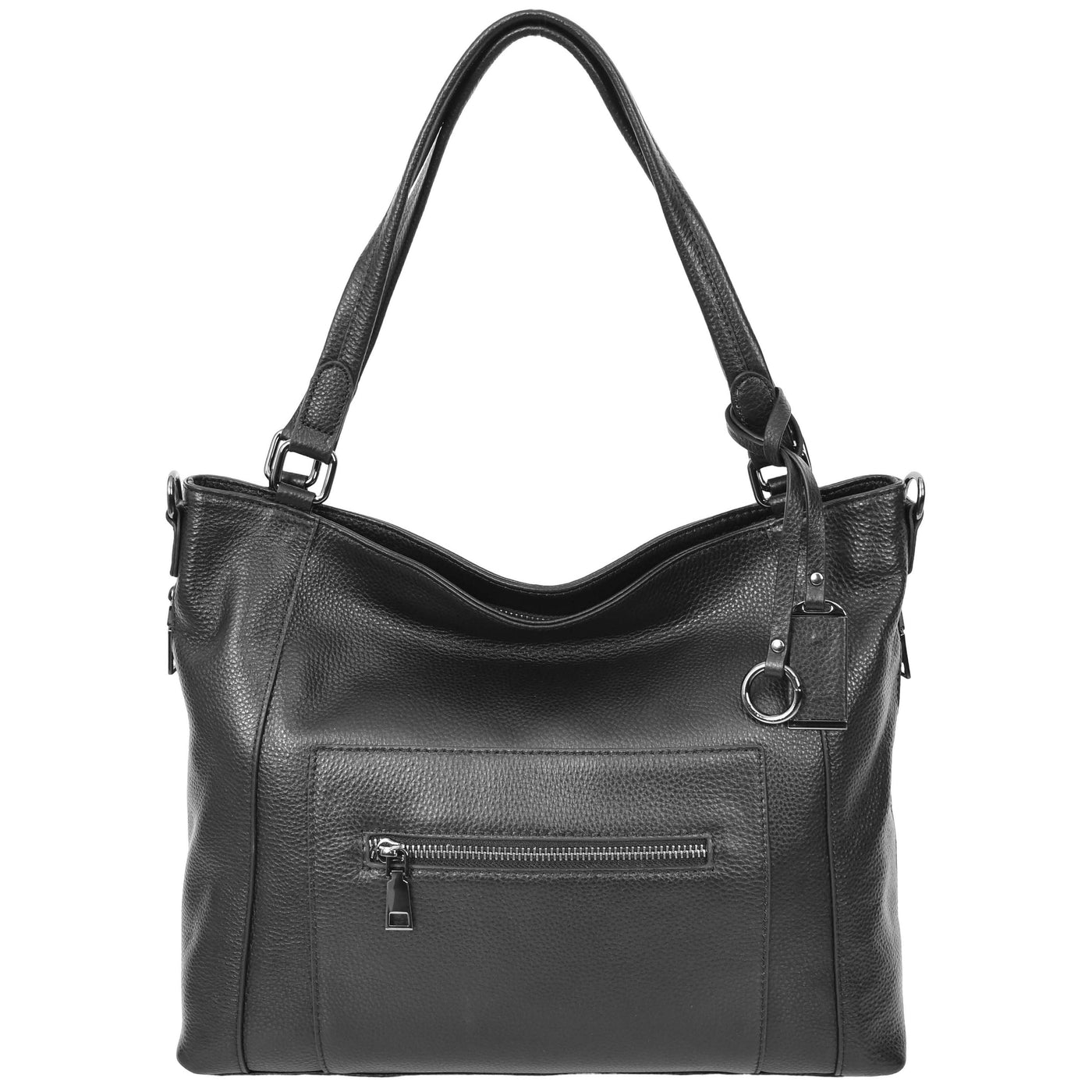 Women's Leather Tote Shoulder Handbag Evelyn Black ( Min Order From 10/Pcs )