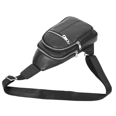 Real Leather Cross Body Chest Bag Emerson Black (Min Order From 10/Pcs)
