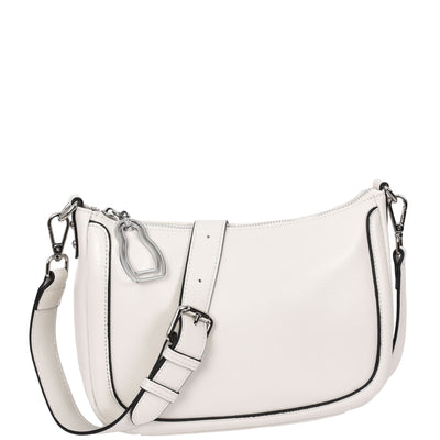 Women's Leather 2-in-1 Cross Body Handbag Aurora White ( Min Order From 10/Pcs )