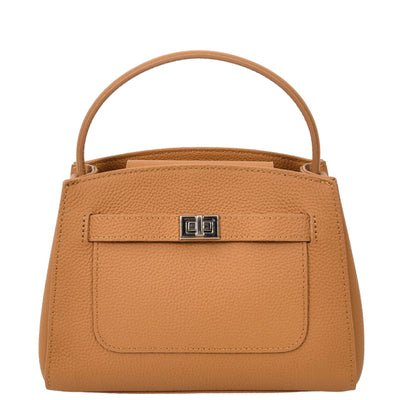 Women's Leather Top Handle Small Bag Lydia Tan ( Min Order From 10/Pcs )