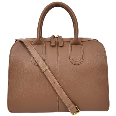 Women's Real Leather Handbag Classic Organiser Top-Handle Style Meadow Brown (Min Order From 10Pcs)
