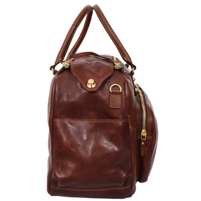 Genuine Leather Large Size Holdall Travel Duffle Bag  TALBOT Brown (Min Order From 10Pcs)