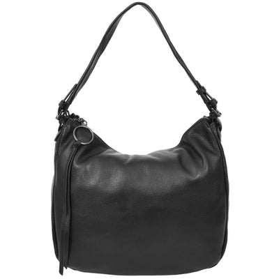 Women's Real Leather Hobo Style Handbag Diana Black ( Min Order From 10/Pcs )