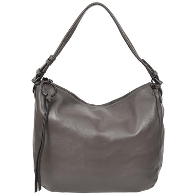 Women's Real Leather Hobo Style Handbag Diana Grey ( Min Order From 10/Pcs )