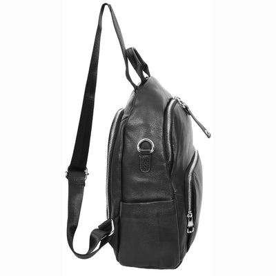 Women's Real Leather Casual Backpack Eliza Black ( Min Order From 10/Pcs )
