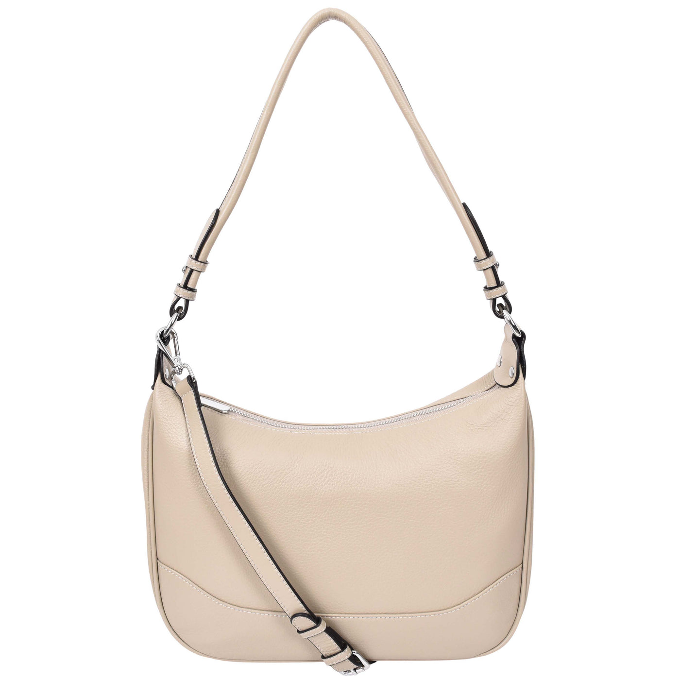 Women's Leather Hobo Style Shoulder Bag Daphne Taupe ( Min Order From 10/Pcs )