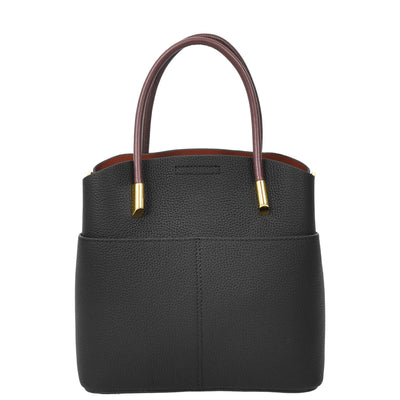 Women's Leather Top Handle Bag Ella Black (Min Order From 10Pcs)