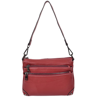 Women's Leather 2-in-1 Cross Body Shoulder Bag Olivia Red  ( Min Order From 10/Pcs )