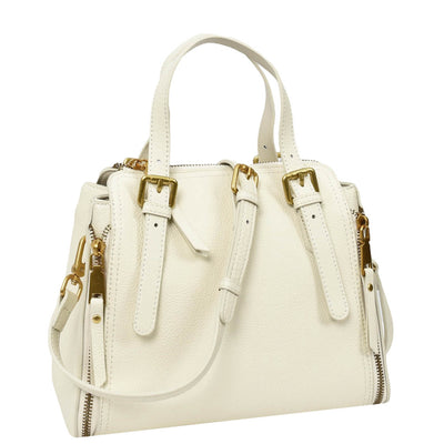 Womens Real Leather Handbag Small Size Top-Handle Style Juniper White (Min Order From 10Pcs)